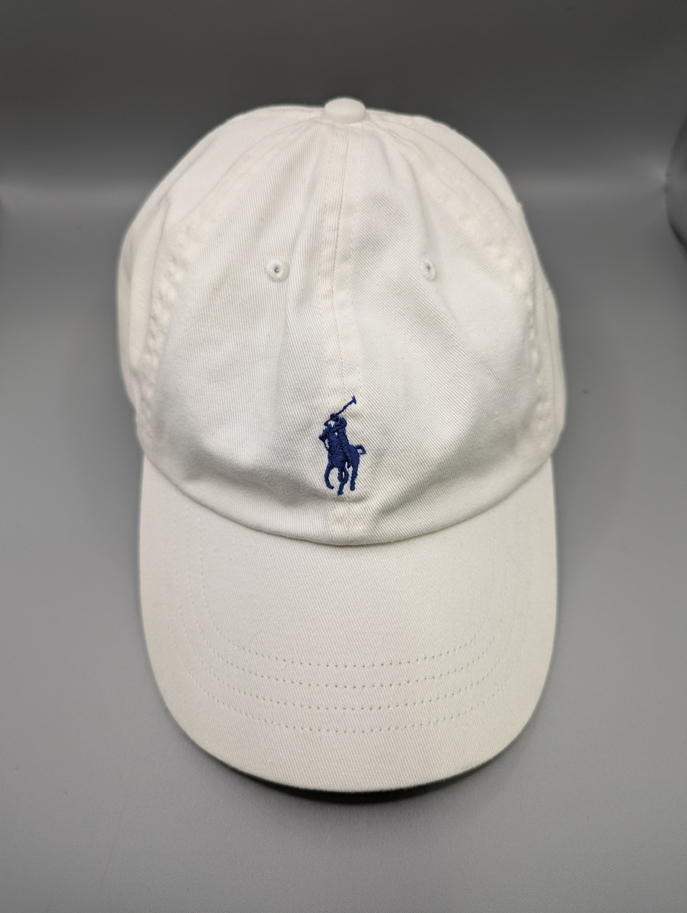 Polo Ralph Lauren Hat White Baseball Cap Strap Adjustable Back Navy Pony